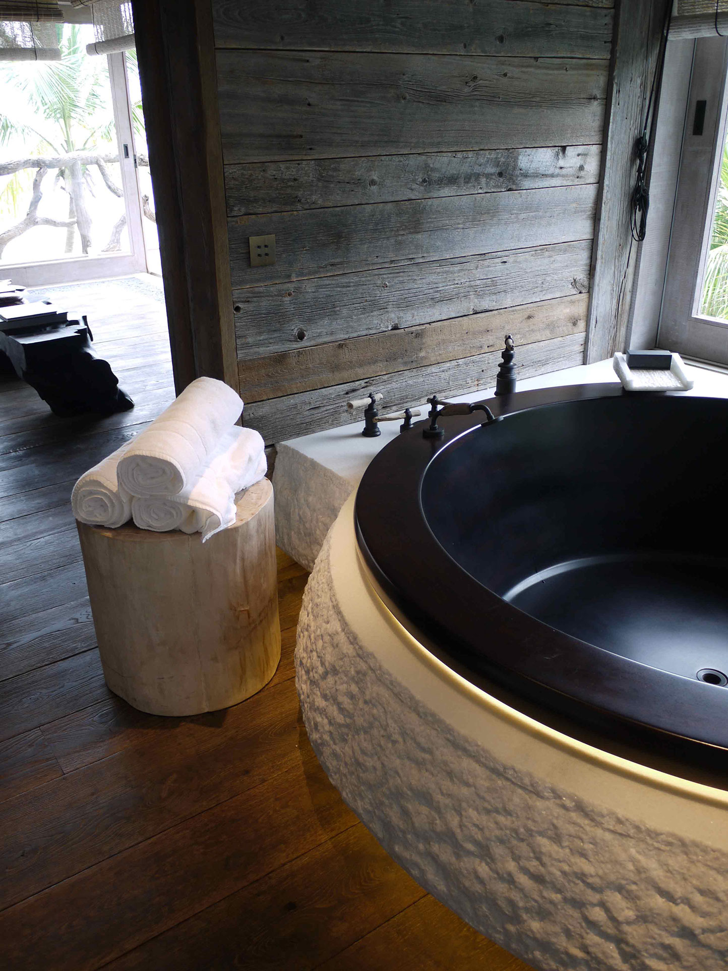 Image no. 2 of Custom wooden bathtub made in stained Walnut  - Seychelles